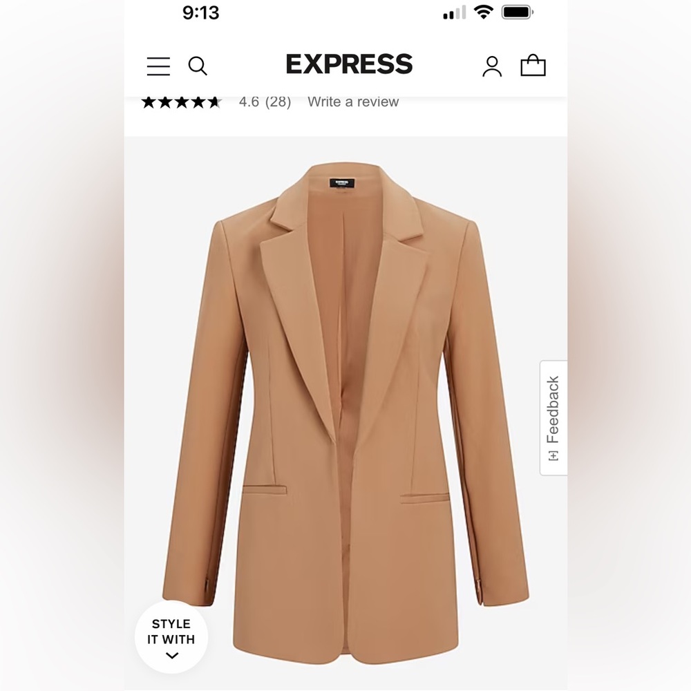 OPEN FRONT PEAK LAPEL BOYFRIEND BLAZER